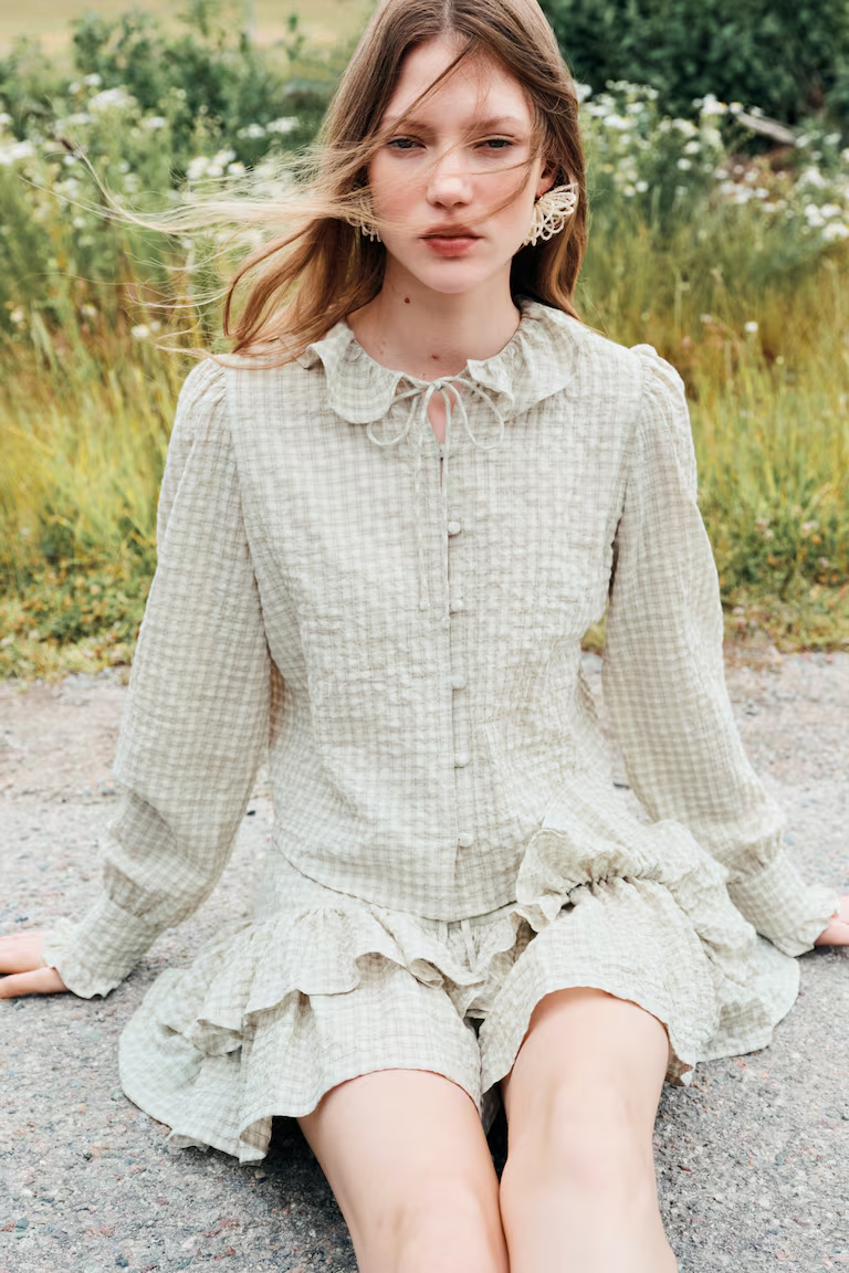 Ruffled-Collar Shirt